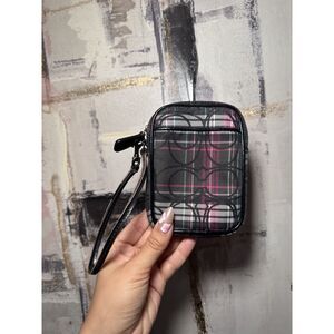 Vintage Coach Black and Pink Glitter Camera Bag